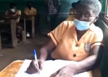 65-Year-Old Woman Writing 2021 BECE At Obausi