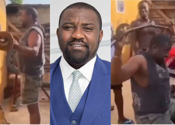 Video of John Dumelo at a gym lifting heavy metals after MPs engaged in a fight in Parliament drops