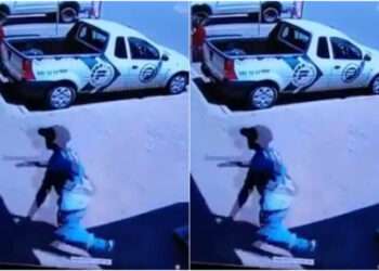 Sad moment man was shot dead after he ridiculously tried to snatch gun from a security officer