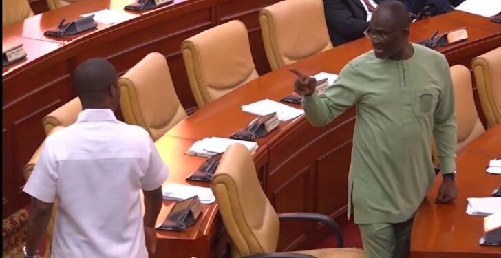 Ken Agyapong and Sylvester Tetteh in near fisticuffs during Parliamentary session